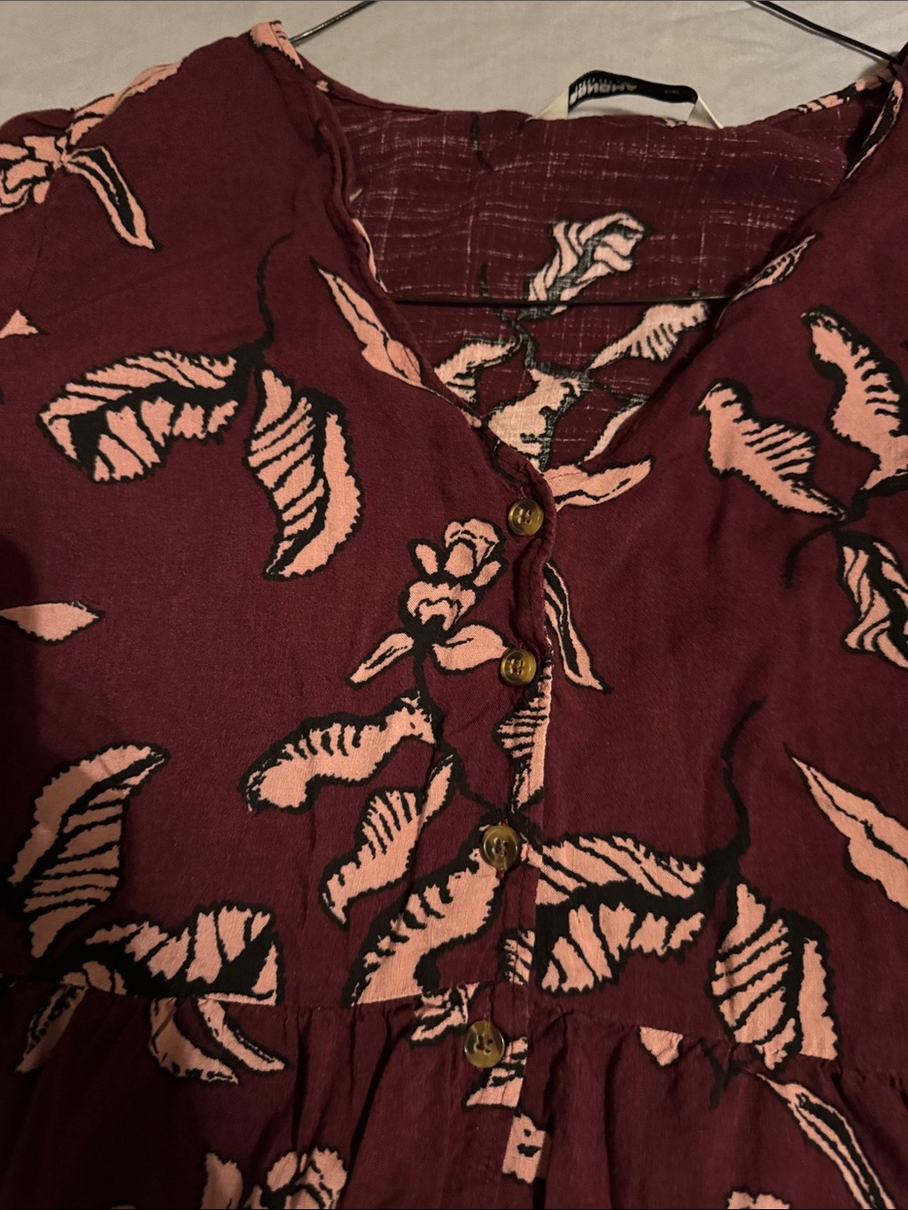 Sonoma Burgundy Floral Long-Sleeve Midi Dress with Pink Print - Picture 4 of 9
